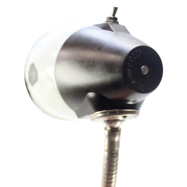 Industrial Vintage Industrial White Enamel Bakelite Gooseneck Machinist Desk Light For Sale - Image 3 of 6