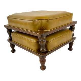 1960s Mid Century Boho Chic Tell City Vinyl Stacking Footstools - a Pair. For Sale