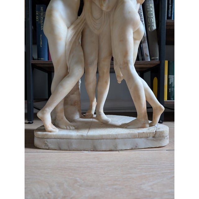 19th Century Italian Carved Alabaster Sculpture of the Three Graces After Canova - 23" For Sale In Detroit - Image 6 of 13