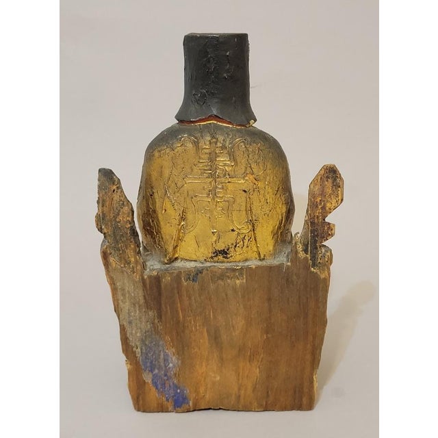 Early 19th C. Chinese Qing Gilt Lacquer Carved Wood Daoist Temple Deity Figure For Sale - Image 12 of 13