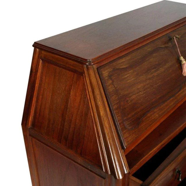 1930s Italian Carved Walnut Secretaire, 1940s For Sale - Image 5 of 9