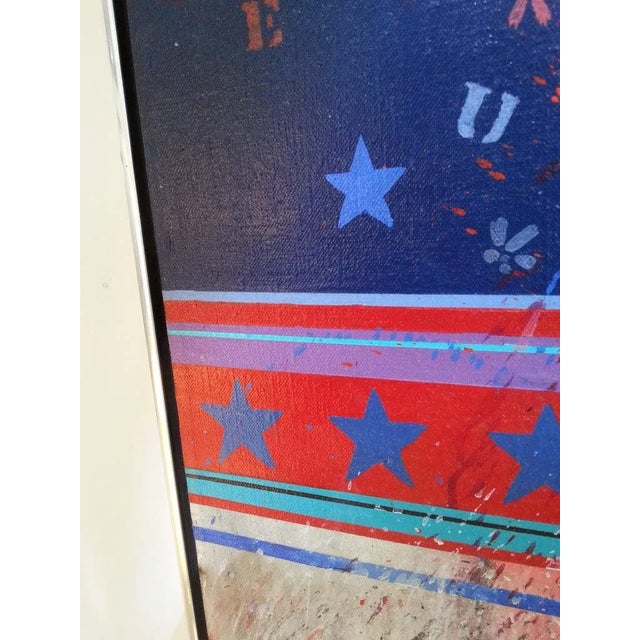 Blue Venus and Stars 49" Oil Painting 1970s For Sale - Image 8 of 13
