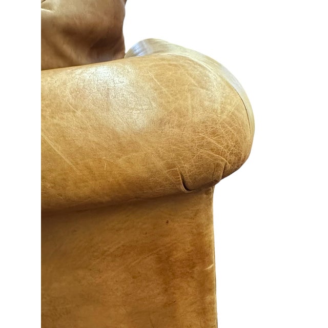 Large Vintage Ralph Lauren Home Distressed Leather & Suede Roll-Arm Sofa For Sale In New York - Image 6 of 12
