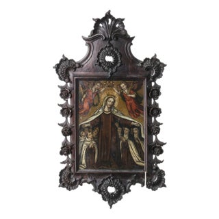 Coronation of Our Lady, Oil on Copper, Framed For Sale