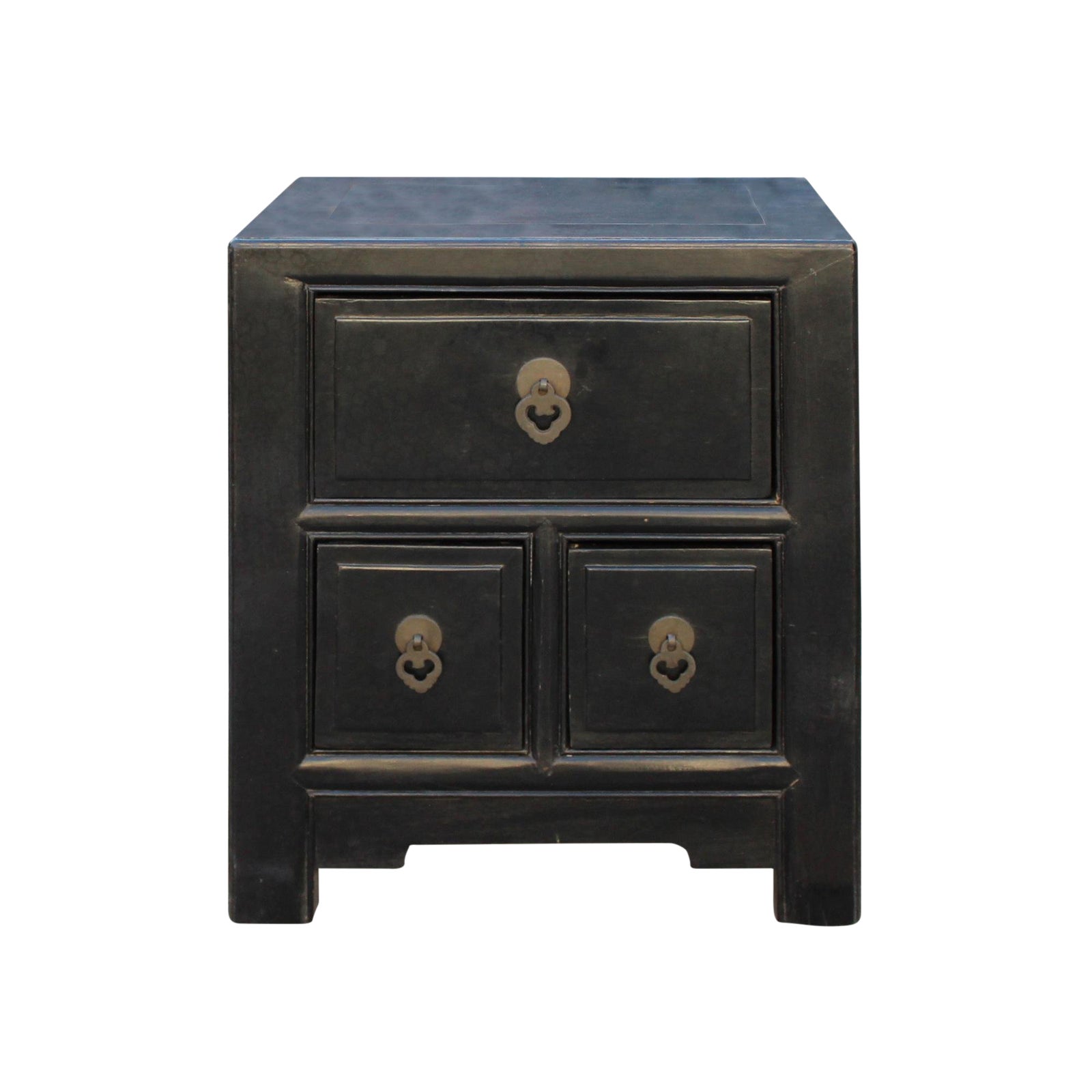 Oriental Distressed Black 3 Drawers End Table Nightstand Chairish
