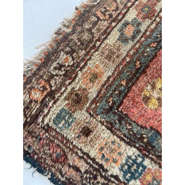 Saffron & Midnight Blue Antique Kurdish Rug Tribal Rug 3.5 x 4.8 For Sale - Image 10 of 13