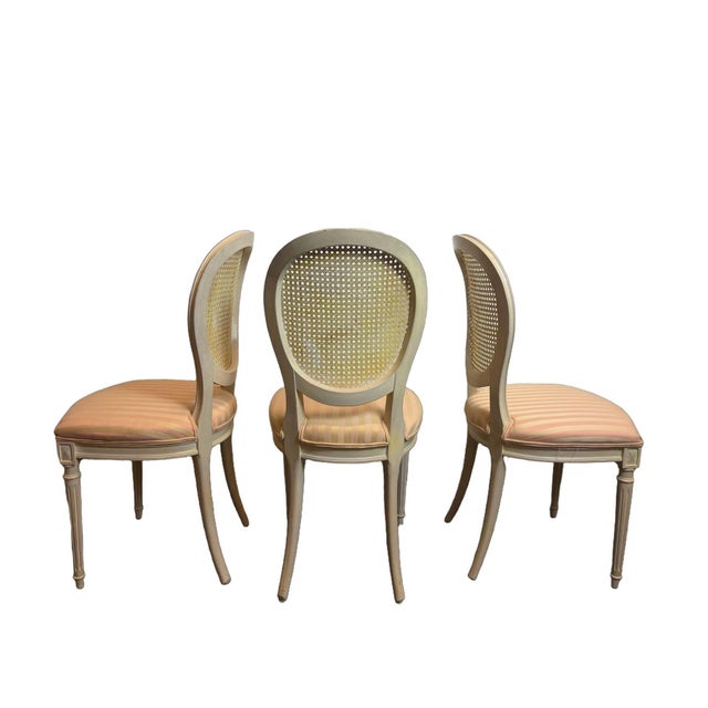 1970s Vintage French Louis XVI Style Oval Cane Back Dining Chairs, Set of 6, C. 1970s For Sale - Image 5 of 17
