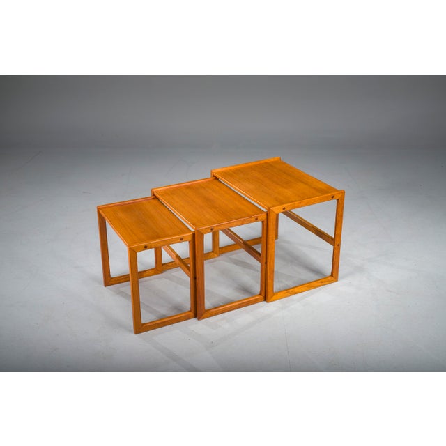 Wood Mid-Century Modern Scandinavian Nesting Teak Tables, 1960s, Set of 3 For Sale - Image 7 of 15
