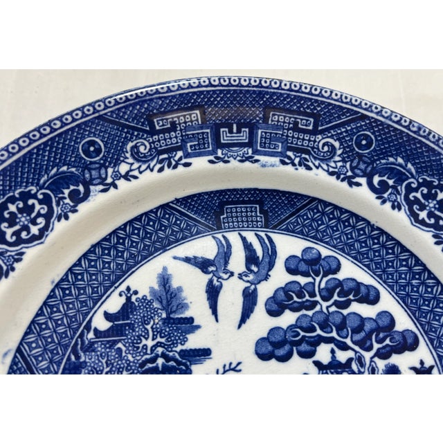 Antique Set of 4 John Tams Blue Willow Salad Plates From England - Circa 1875 For Sale In Dallas - Image 6 of 12