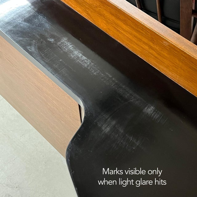 American of Martinsville Dania Black and Walnut Headboard With Attached Nightstands For Sale - Image 13 of 14