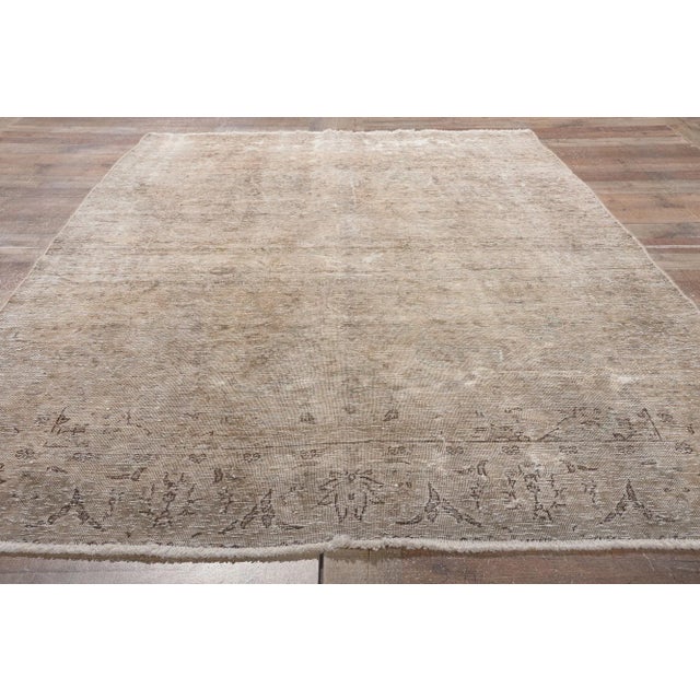 Tan Mid 20th Century Distressed Faded Vintage Persian Rug, 04'10 X 07'09 For Sale - Image 8 of 10