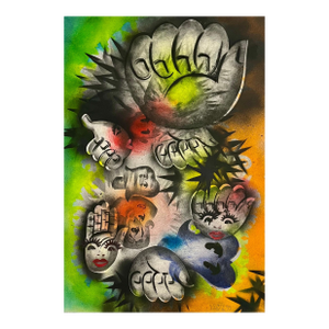 Mason RaderSurrealist Spray Paint Painting Mixed Media Rosie Palm Mason Rader Pop Art, 1995