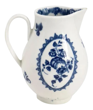 English Worcester Dr. Wall Blue & White Porcelain Sparrow Beak Creamer Jug