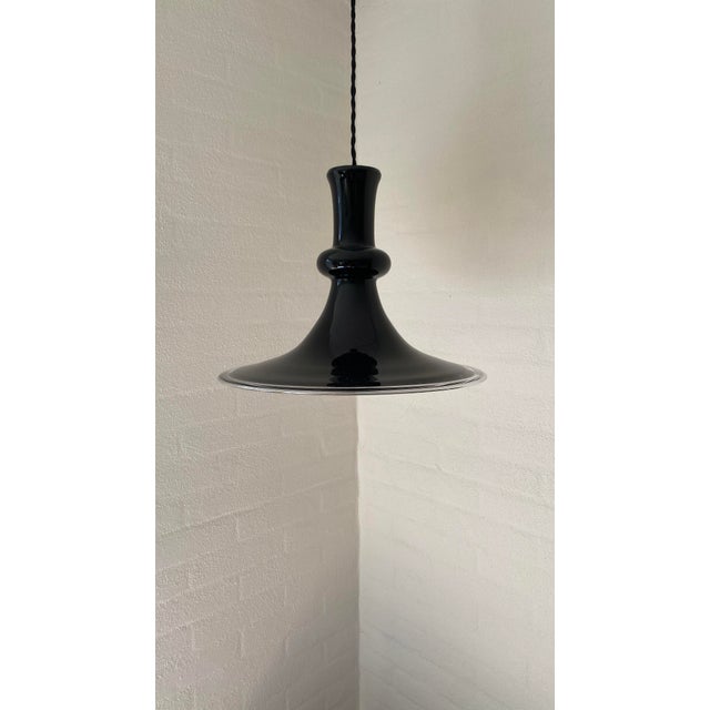 Black Opal Glass P&T Pendant Lamp by Michael Bang for Holmegaard, Denmark 1970s For Sale - Image 9 of 10