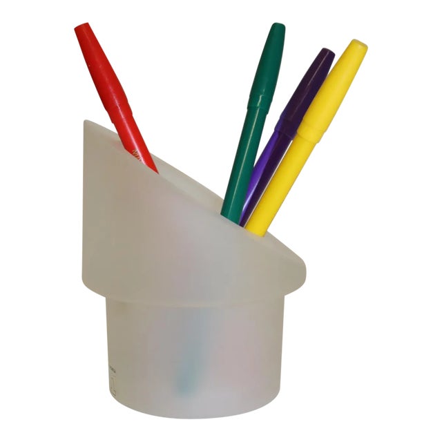 "Expo" Pencil Holder Murano White Cast Glass with Satin Finish. Designed By Carlo Nason For Itre. Dimensions: Diameter 3...