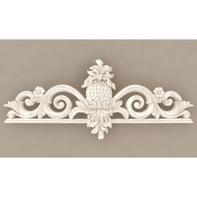 Vintage Chinoiserie Coastal Pineapple and Hibiscus Wall Pediment For Sale - Image 4 of 4