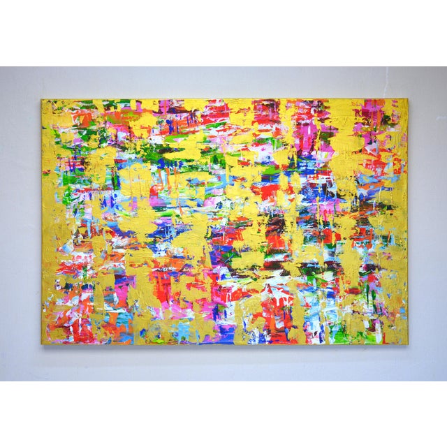 This is an original abstract acrylic painting. The product has a modern aesthetic design and is filled with positive...