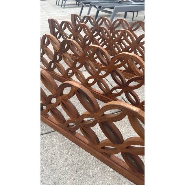 Wood Mid 20th Century Four Panels Teak Folding Screen Room Divider For Sale - Image 7 of 8
