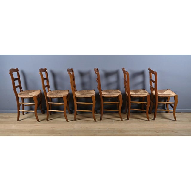 Vintage Cherrywood Straw Chairs, 1950s, Set of 6 For Sale - Image 6 of 18