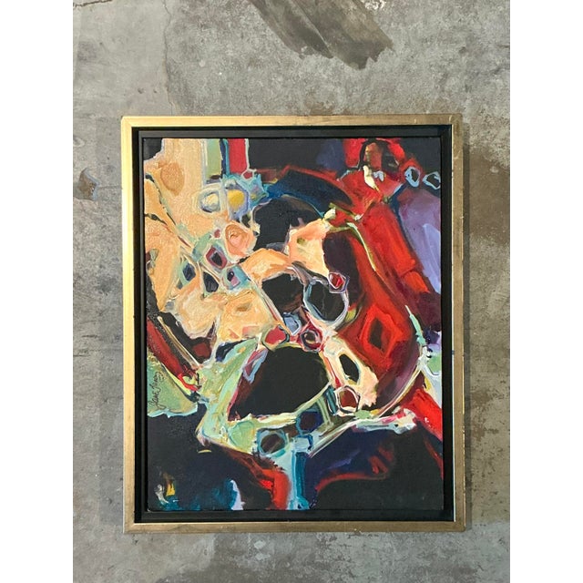 Vintage Boho Original Abstract Oil on Canvas For Sale - Image 4 of 12