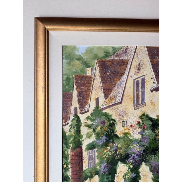 Wood 1980s Fred Dettmann (1945–2022) German-American Impressionist European Cottage Landscape Oil on Masonite Painting For Sale - Image 7 of 13