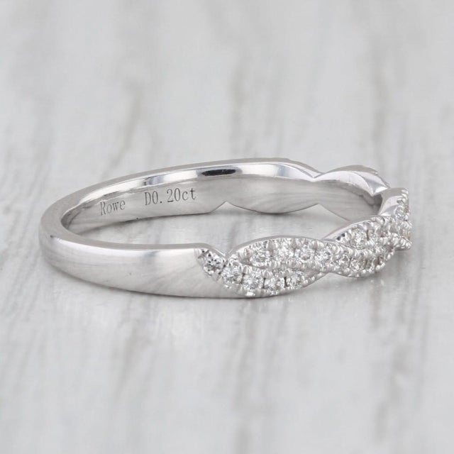 2010s 0.24ctw Woven Diamond Stackable Ring 18k White Gold Wedding Band Size 5 Bridal For Sale - Image 5 of 9