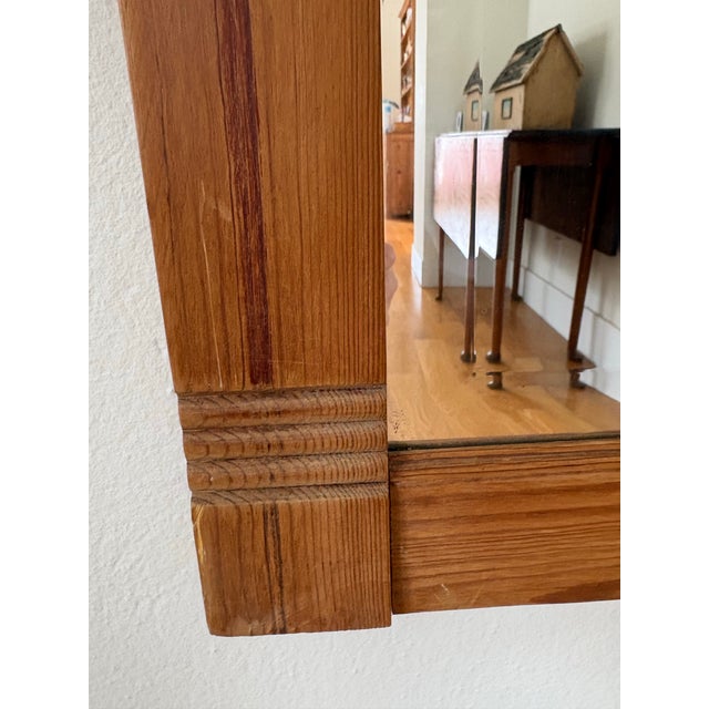 Sienna Vintage Danish Country Pine Mirror With Beveled Glass For Sale - Image 8 of 11