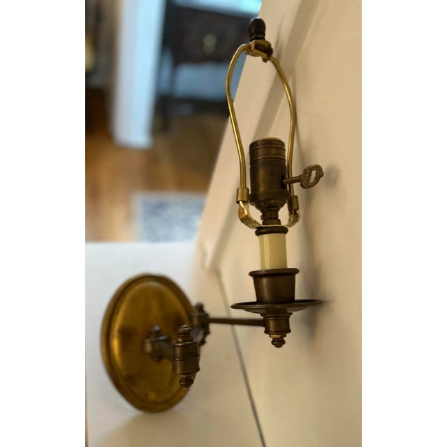Mid-Century Modern 60’s Brass Swing Arm Wall Light For Sale - Image 3 of 6
