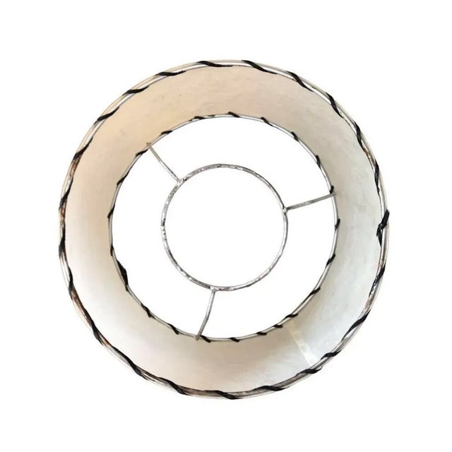 Off-white Vintage Mid 20th Century Whipstitch Fiberglass Lamp Shade For Sale - Image 8 of 12