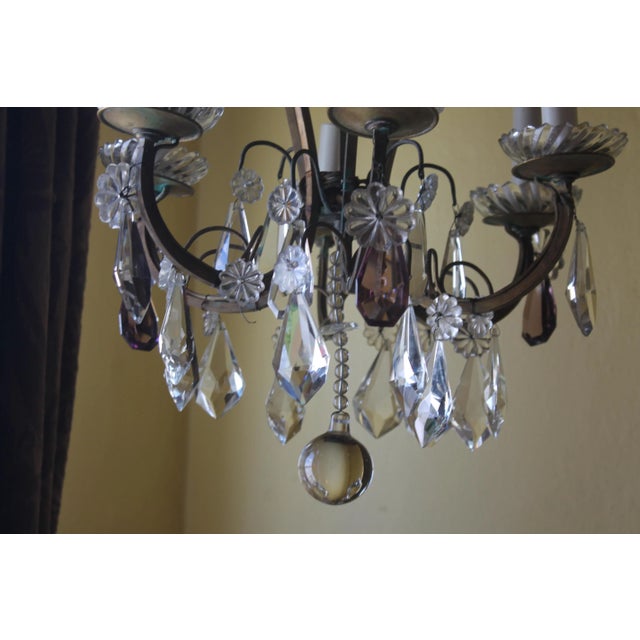 Baccarat 1900-1910 French Louis XV Style Cut Crystal/ Bronze Cage Chandelier in the Style of Baccarat For Sale - Image 4 of 13