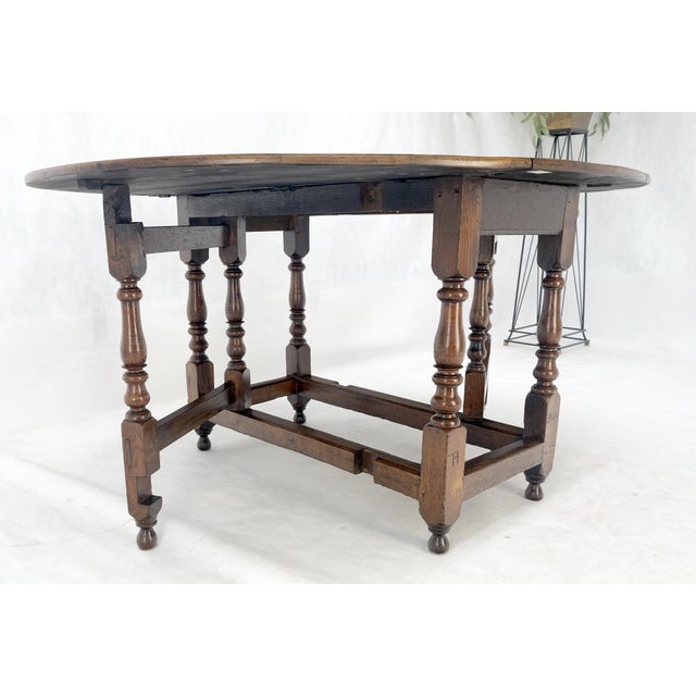 Solid Tiger Oak Oval Drop Leaf Gate Leg Dining Table Clean! For Sale - Image 6 of 18