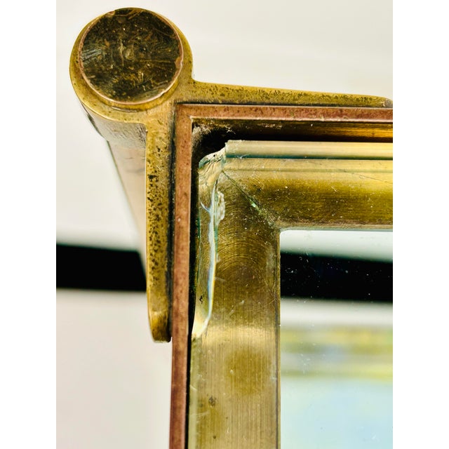 70’s MCM Italian Brass Glass End Table For Sale - Image 4 of 5