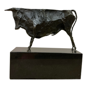 Elie Nadelman, 1882-1946, "Standing Bull" Bronze Sculpture