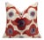 Luxury Silk Velvet Throw Pillow - Rust Red, Blue, and Ivory Floral Design, 16x16 For Sale