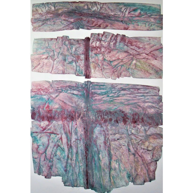 This artwork titled "Hidden Canyon 24" c.1980 in a monotype, mixed media with embossing on Arches paper by noted Canadian...