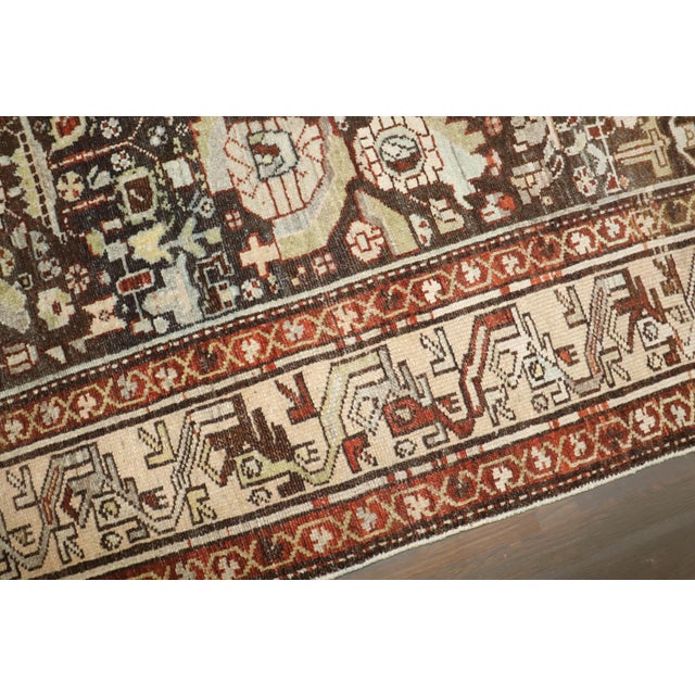 Antique Zabihi Collection Brown Persian Malayer Scatter Rug - 3'4" x 4'8" For Sale - Image 4 of 7