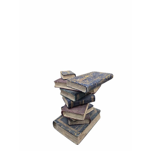 Wood Vintage Regency Style Faux Stacked Book Side Table For Sale - Image 7 of 8