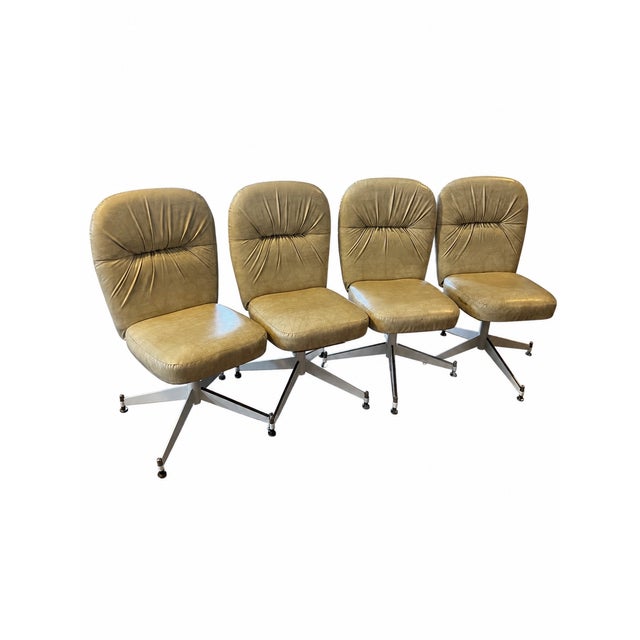 1970s Space Age Gathered Vinyl Swivel Dining Chairs—Set of 4 For Sale - Image 10 of 11
