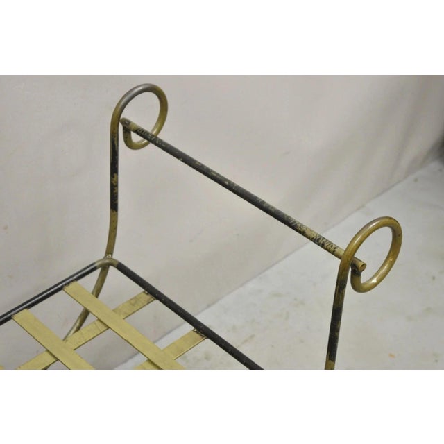 Gray Vintage Neoclassical Style Wrought Iron Curule Savonarola X-Form Bench Chair For Sale - Image 8 of 10