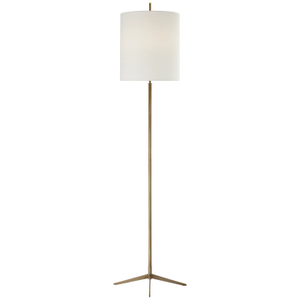 Thomas O'Brien by Visual Comfort Signature Caron Floor Lamp in Hand-Rubbed Antique Brass with Linen Shade