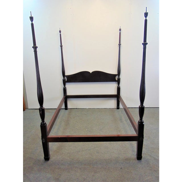 Wallace Nutting Hepplewhite style poster bed, hand made, solid Mahogany, scalloped headboard, fluted posts, spade feet,...
