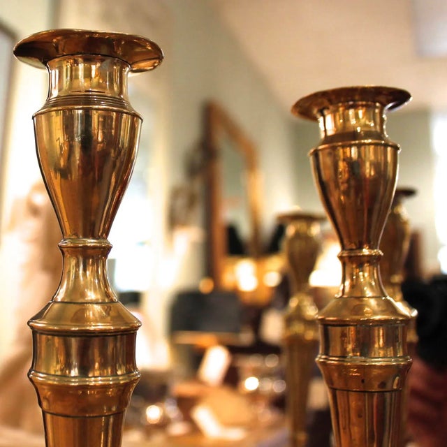 English George III Brass Candlesticks - a Pair For Sale - Image 4 of 11
