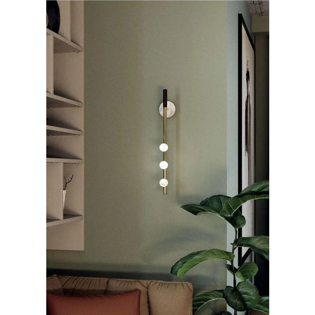 Demetra Shiny Gold Metal Wall Lamp by Alabastro Italiano For Sale - Image 4 of 5
