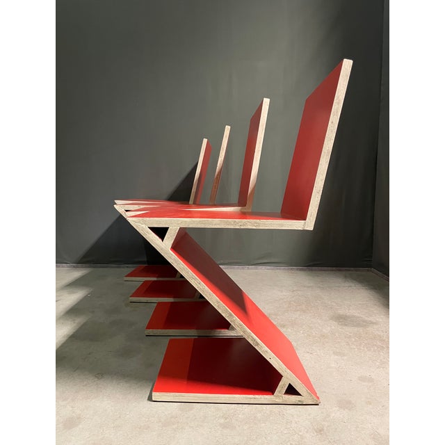 1980s Vintage Zig Zag Chairs, 1980s, Set of 4 For Sale - Image 5 of 7