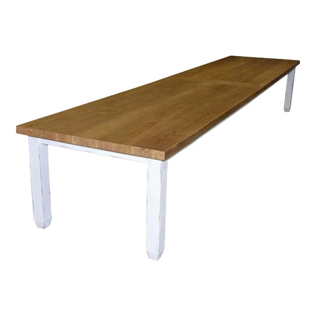 Long Farm Table in Reclaimed Heart Pine by Petersen Antiques For Sale
