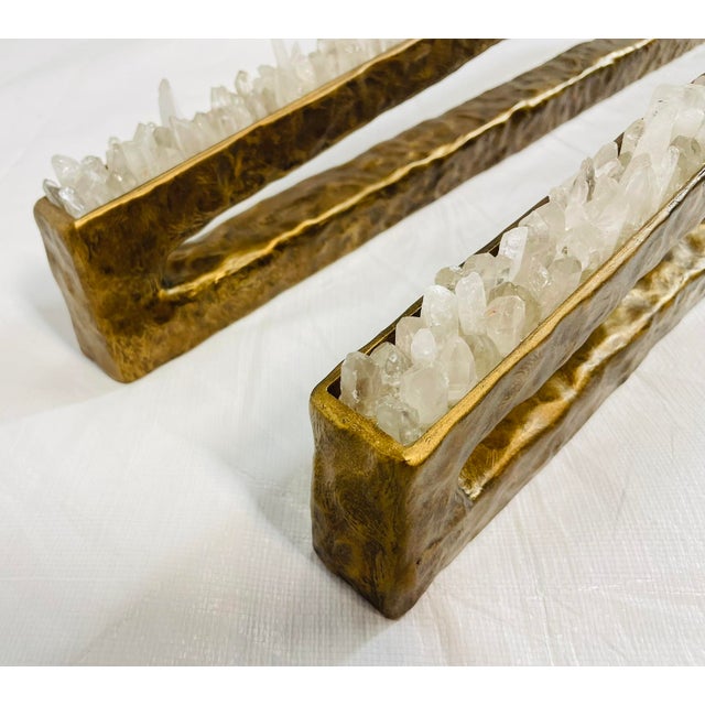 Pair of “São Paulo” Bronzed Quartz Wall Sconces by House of Aura For Sale - Image 11 of 18