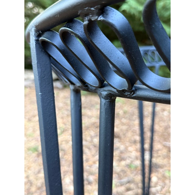 Metal Attributed to Maurizio Tempestini for John Salterini “Ribbon” Wrought Iron Dining Table With 54” Glass Top, C. 1950s For Sale - Image 7 of 11