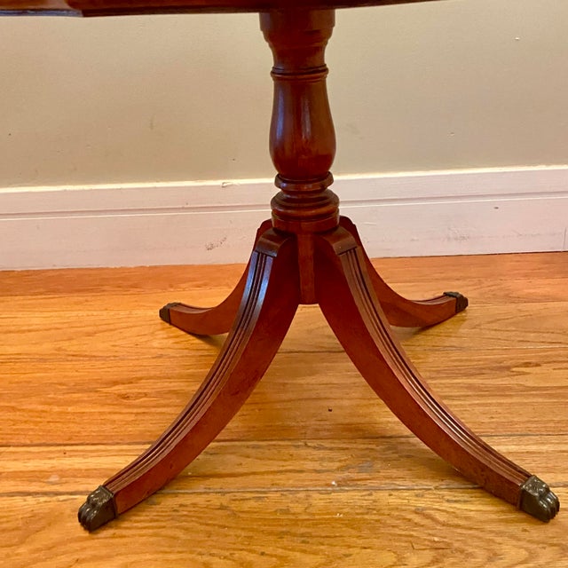 Brown Mahogany Three-Tier 4 Leg Pie-Crust Dumbwaiter/ Parlor Table For Sale - Image 8 of 10