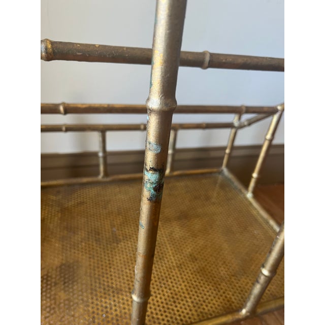 Mid 20th Century Gilt Bamboo Metal Magazine Holder For Sale - Image 6 of 8