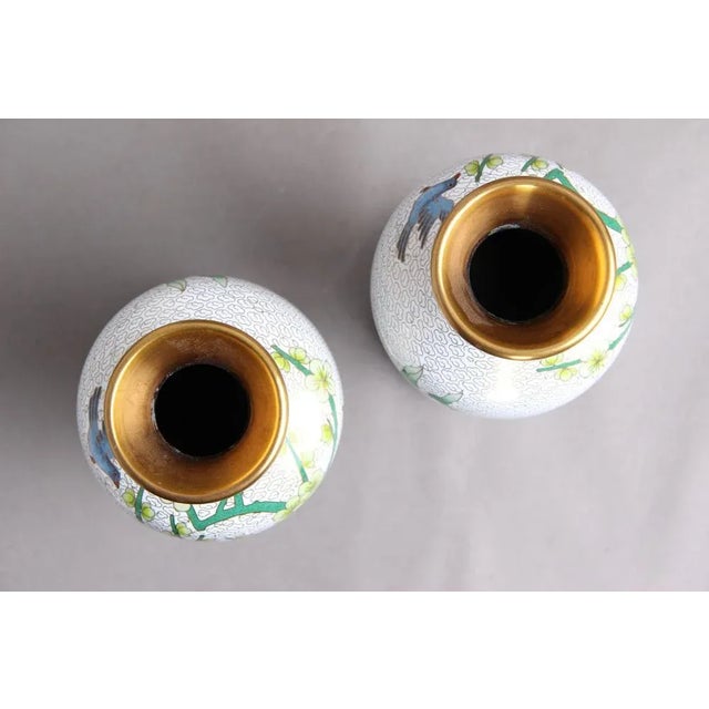 Chinese Jingfa Vases in Enamel, Metal & Wood, 1960s, Set of 2 For Sale - Image 4 of 7